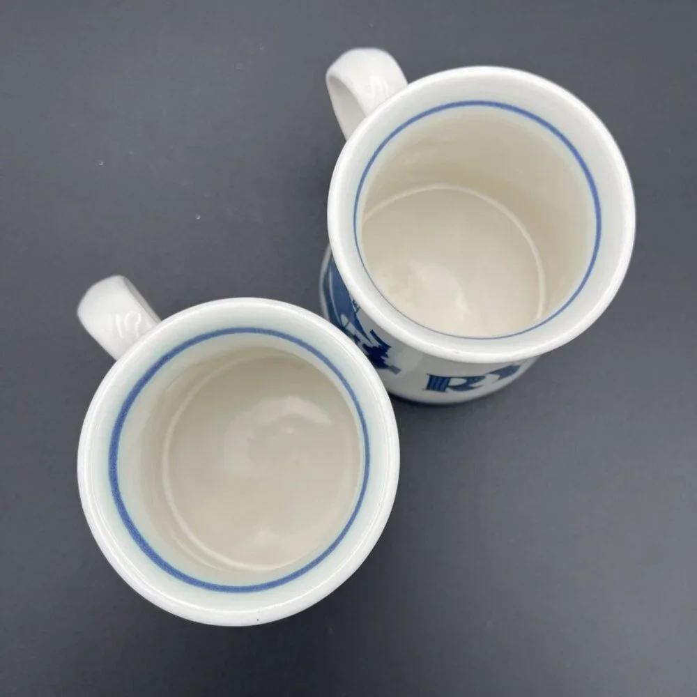 Vtg Iden Pottery RYE Mug SHIP Blue Cream Ceramic Sussex England Viking Sailing - Picture 7 of 12